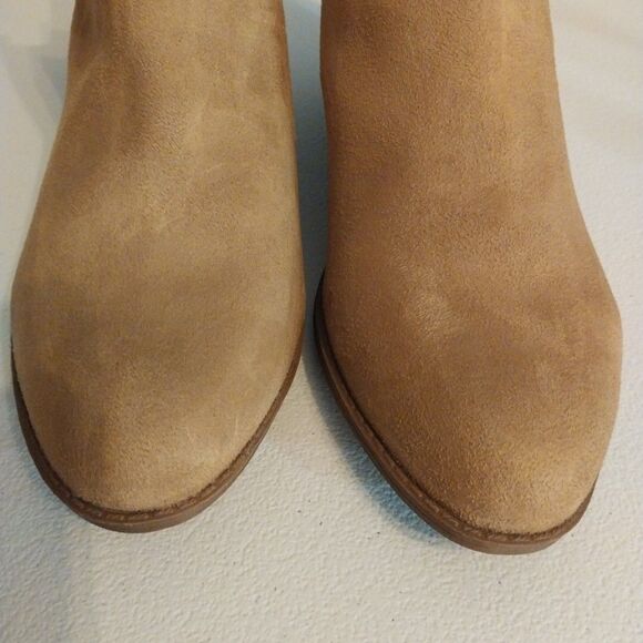 Falls Creek Booties Sz 9 Tan Cut Out Zippered Back Faux Suede Western Cowgirl - Picture 4 of 12